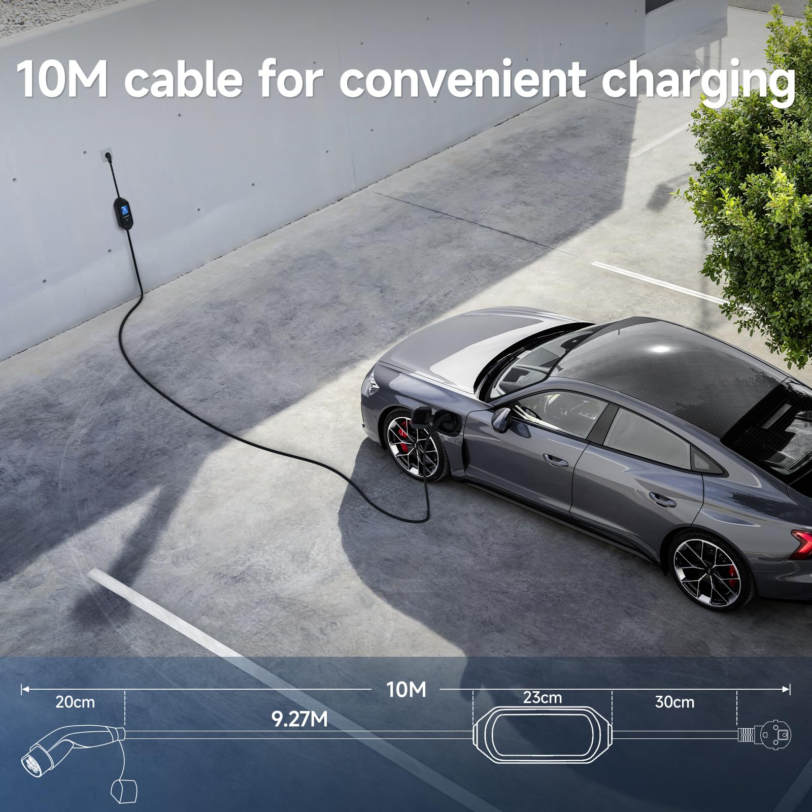Chargeur Voiture Electrique 3,6 KW APP, 10M Cable EV Chargeur Type 2