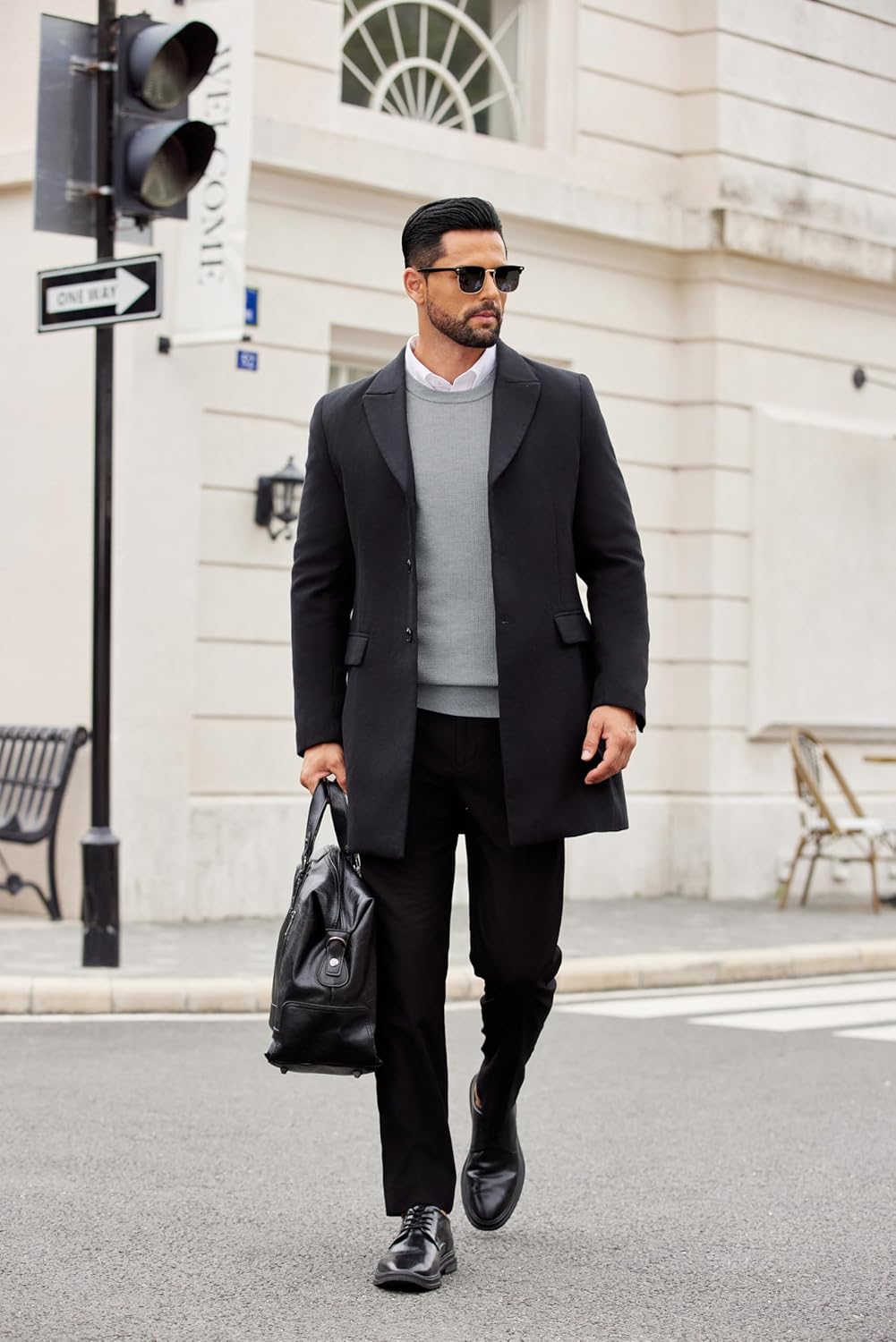 COOFANDY Mens Crewneck Sweater Dress Long Sleeve Pullover Sweater Knit Lightweight Sweaters - Image 4