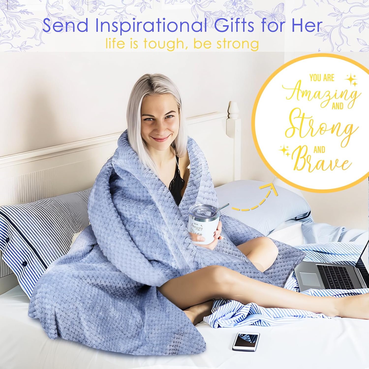 Get Well Soon Gifts for Women, Self Care Package with Blanket, Spa Gift Basket for Sick Friends, Feel Better After Surgery Sympathy Thinking of You - Image 4