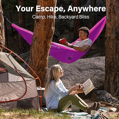 Miniatura 64 de Kootek - Hamaca de campamento doble e individual, hamacas portátiles, accesorios de campamento para exteriores e interiores, mochileros, viajes
