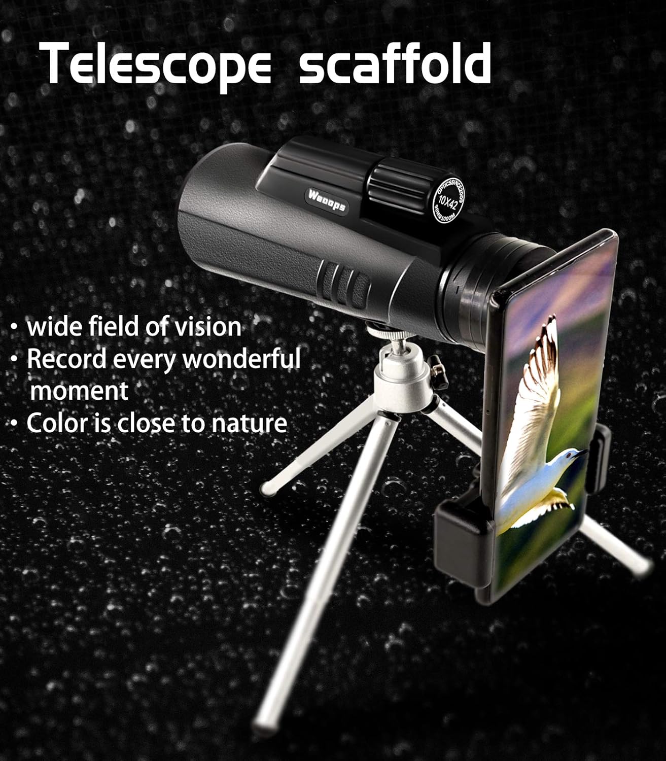 Buу 1 gеt 1 Waoops Monocular Telescope for Adult,High Power Waterproof HD Monocular Scope with Smartphone Adapter & Tripod Low Night Vision for Bird Watching Hunting Camping Hiking Traveling