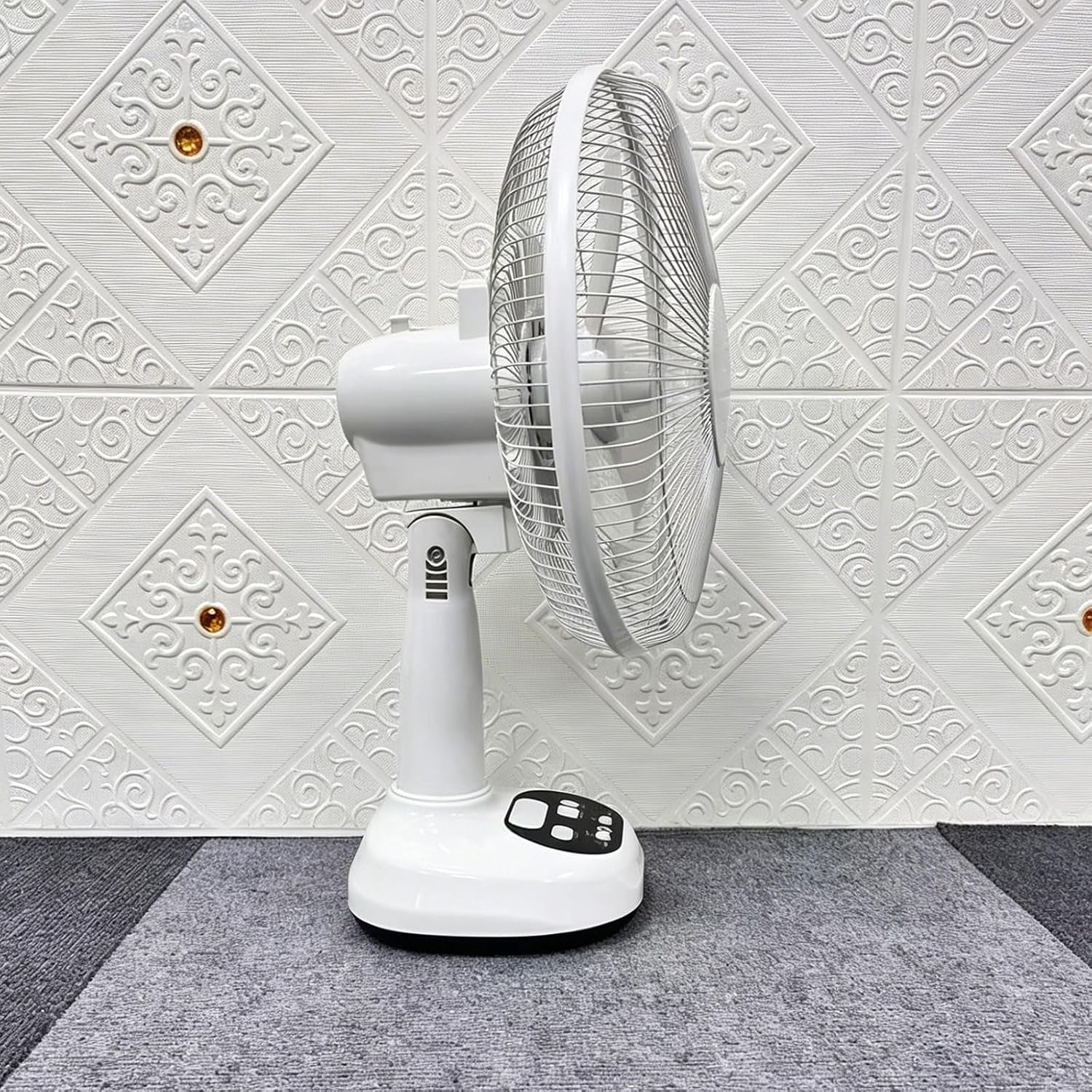 Rechargeable Solar Powered Fan,Portable Camping PowerBank Fan,12 Inch Oscillating Tabletop Cooling Fan with Led Night Light