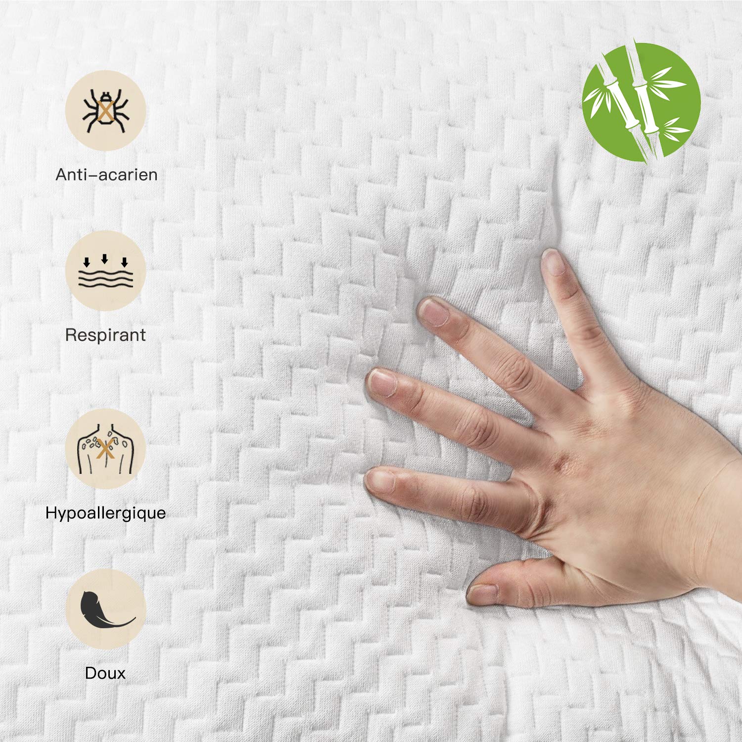 BedStory Oreiller 65x65CM - Lot de 2 - avec Fibres de Bambou - Qualité Luxe | Qualité Hôtelière - avec Housse Amovibles - Anti acariens - Ergonomique Cervical-Hypoallergénique - Doux et Respirant