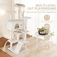 Vista 3 de Árbol para gatos de 54 pulgadas con postes rascadores y bolas de piel para gatitos, casa de juegos de mascotas, muebles de condominio para gatos