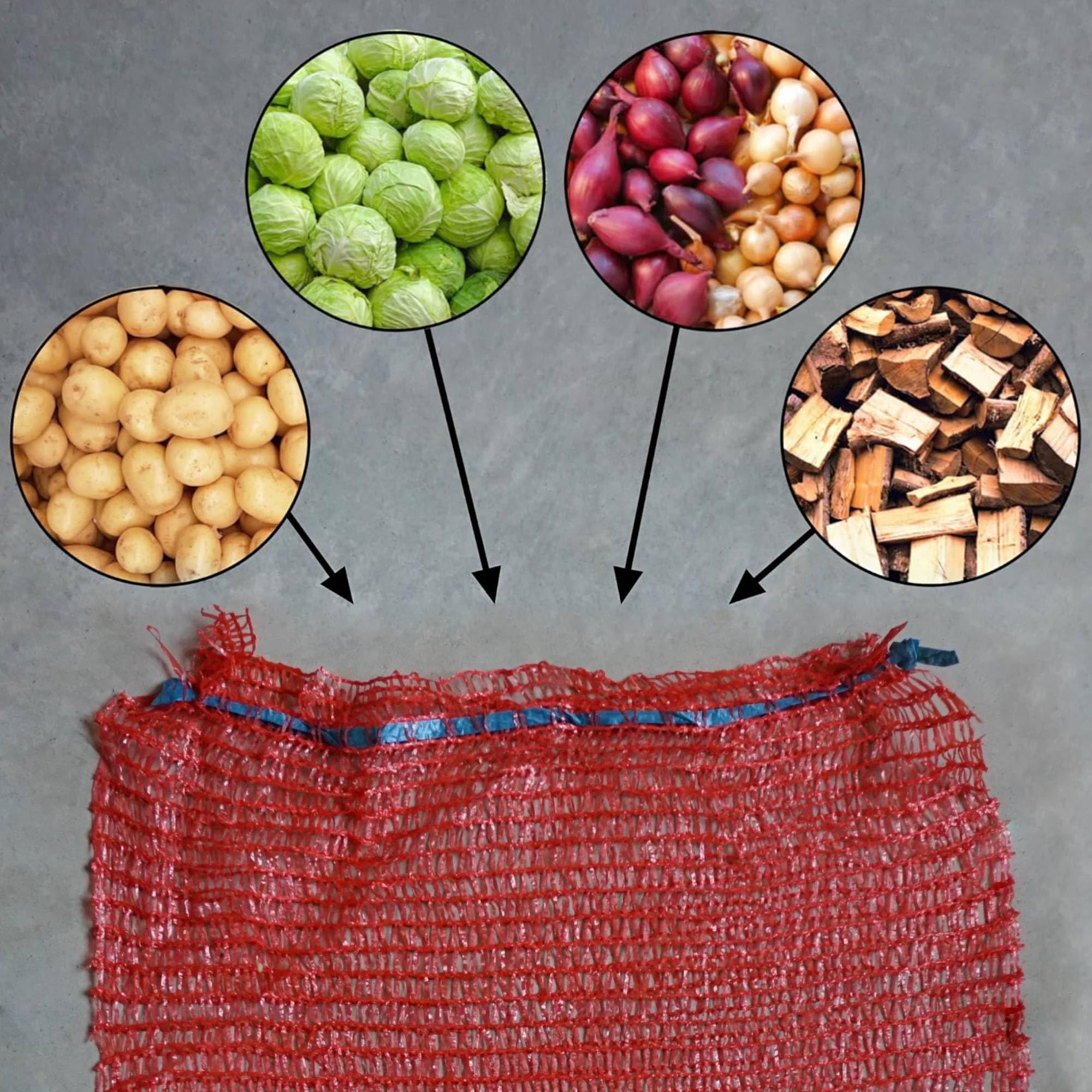 SKIR'CO Lot de 100 sacs en filet avec cordon de serrage Rouge 50 x 80 cm