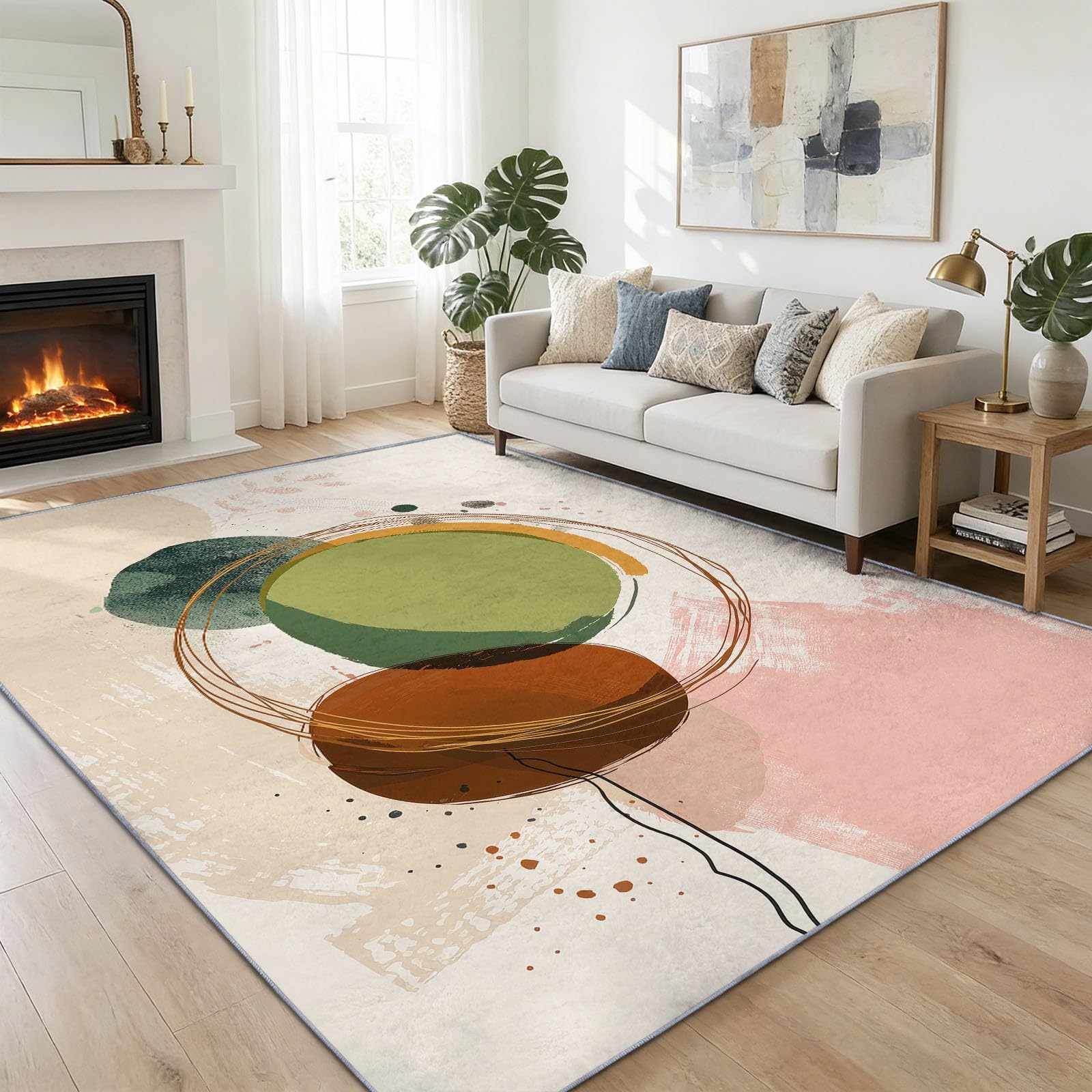 Tapis de salon bohème minimaliste pour créer un coin lecture cosy