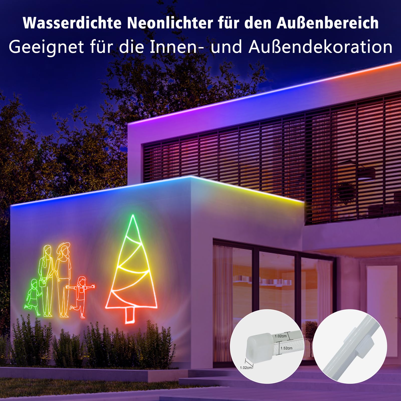 CCILAND 15 m RGB Neon LED Strip, Neon LED Streifen mit App/Fernbedienung | IP67 Wasserdicht flexible mehrfarbige LED Neon Rope Light für Gaming Schlafzimmer Innen und Außendekoration