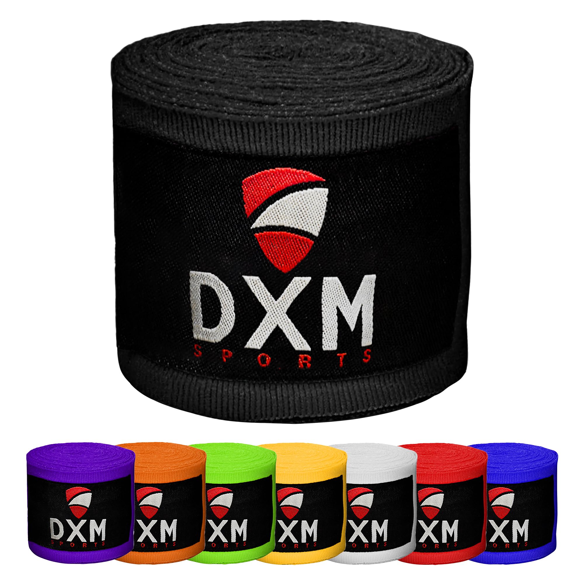DXM SPORTS Boxing Hand Wraps Inner Gloves - 180 Inch Elasticated Thumb Loop Bandages - Kickboxing MMA Muay Thai Kickboxing Martial Arts Punching Training for Men Women (Black)