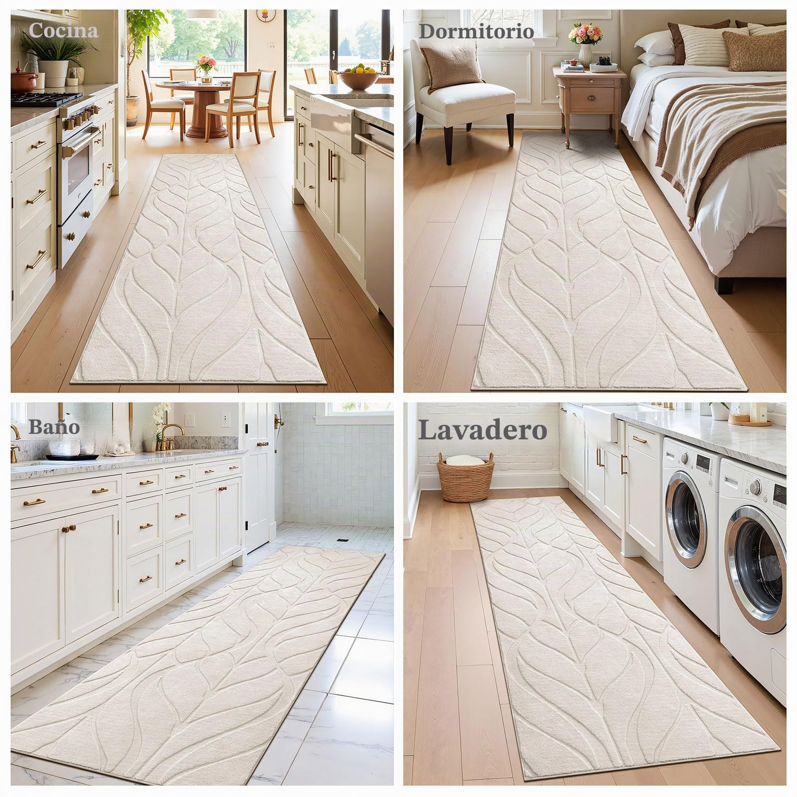 SHACOS Alfombra de Pasillo Larga Beige 80 x 300 cm Alfombra Cocina Antideslizante Lavable Pelo Corto Suave Tapete Largo para Pasillo, Entrada, Dormitorio, Lavandería