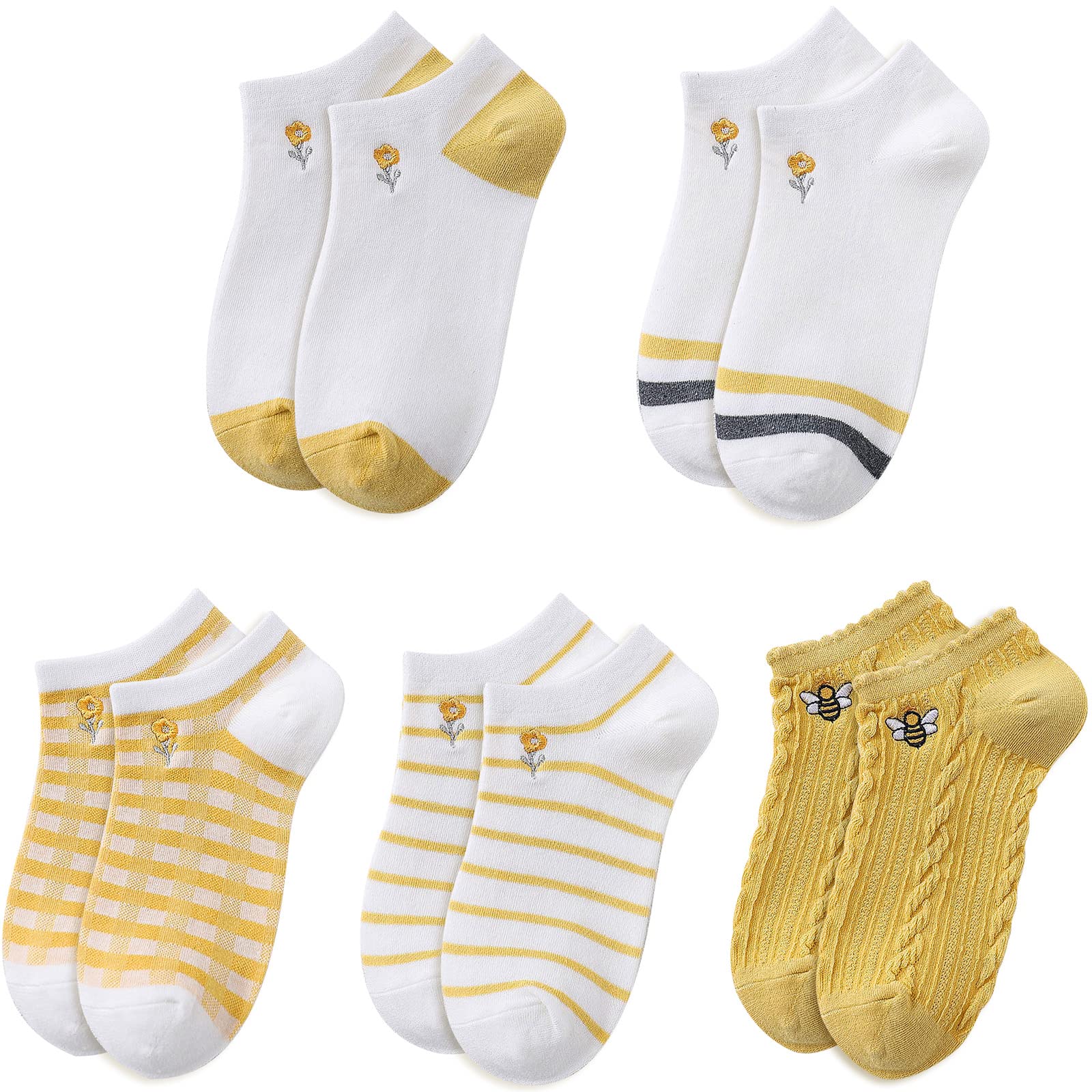 Glamorstar Women Socks Cotton No Show Low Cut Socks Ankle Sock 5 Pack