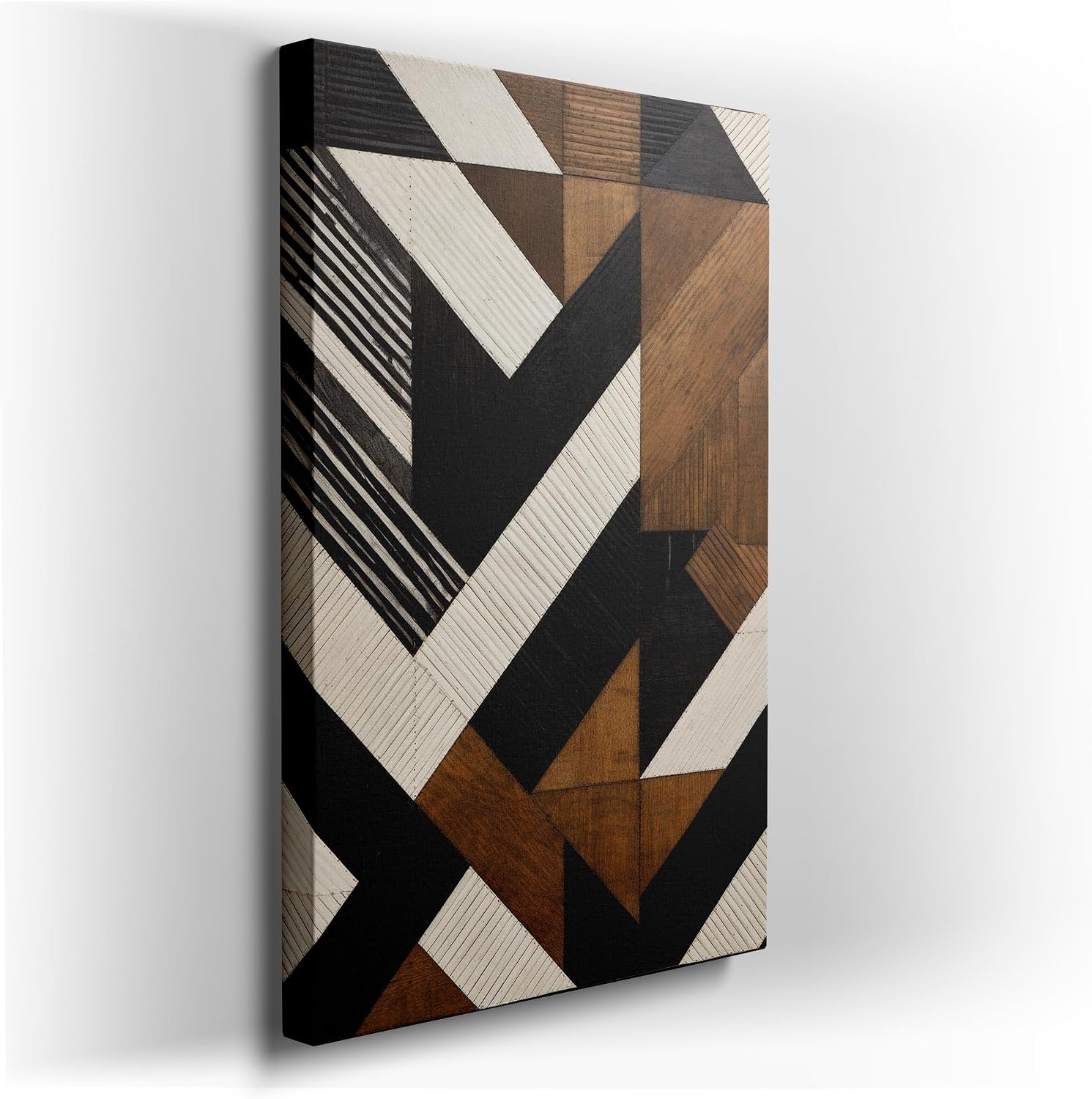 Canvas for Living room. Exploring the Depths of Artistry: A Close-Up on the Dynamic Beauty of Geometric Wooden Patterns, 27 x 18 inch Canvas Wall Art - Contemporary Masterpieces - Modern Home Decor