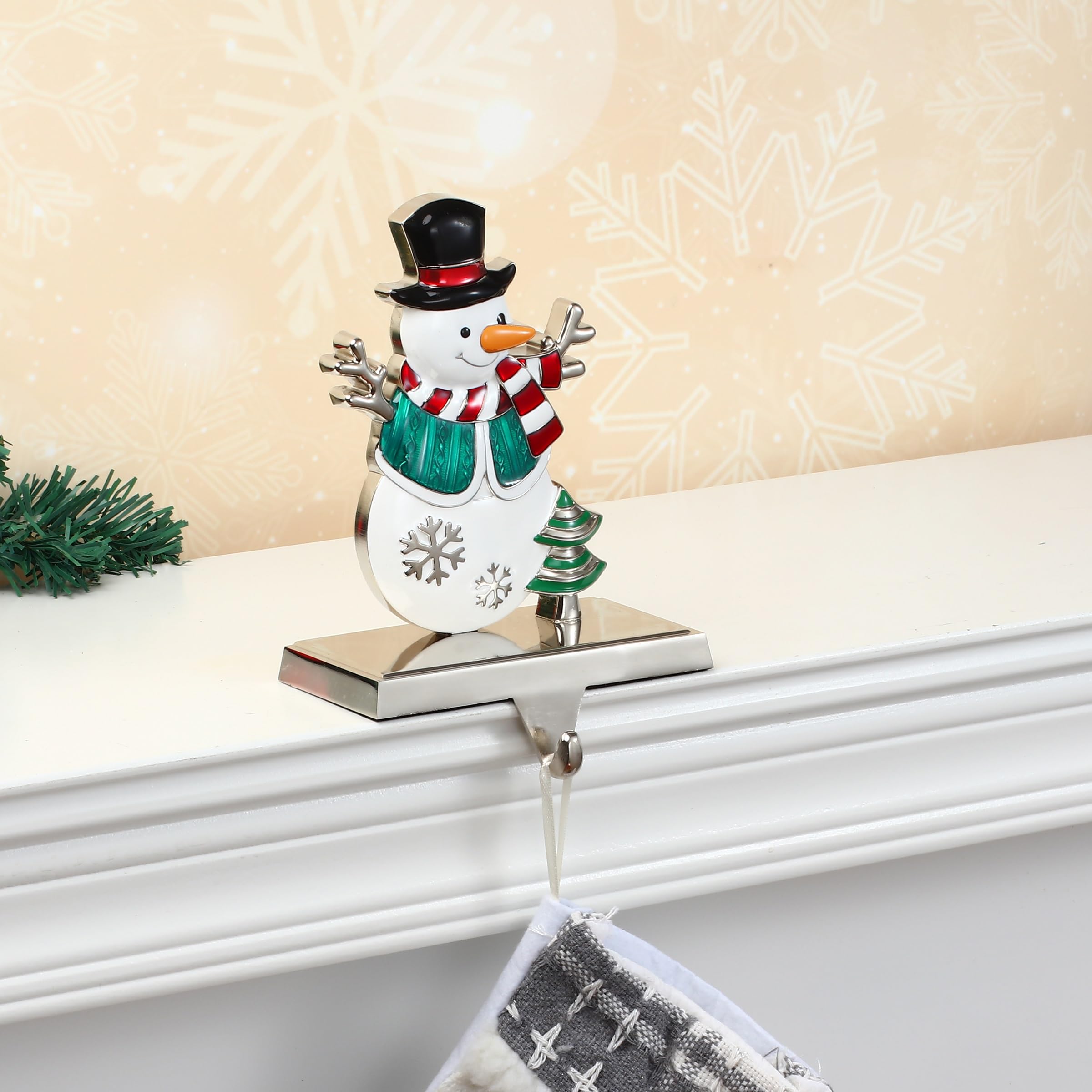 Cintres de chaussettes de Noël pour cheminée – Bonhomme de neige pour cheminée de Noël à suspendre pour chaussettes de Noël (bonhomme de neige)