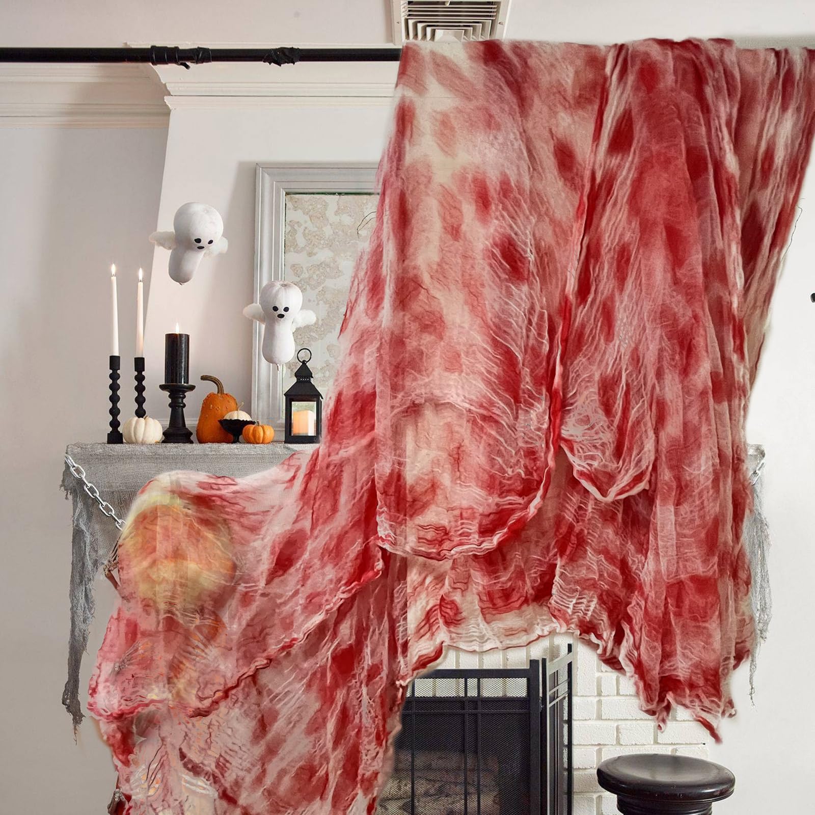 2 Rollos De Tela De Halloween De 10 M Con Manchas De Sangre - Vendas Sangrientas De Gasa De 8 Cm De Ancho, Decoración Realista Para Casa Embrujada, Fiestas Y Jardín