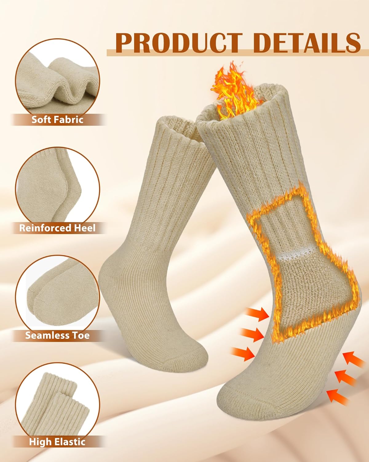 YSense Thermal Boot Socks for Women Thick Warm Winter Wool Hiking Socks Cozy Stockings Stuffers Gifts - Image 3