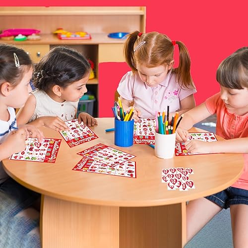 Miniatura 7 de WEIEN Juego de bingo para niños y adultos, actividades, 24 tarjetas de bingo para decoraciones familiares de día abierto, suministros de recuerdos