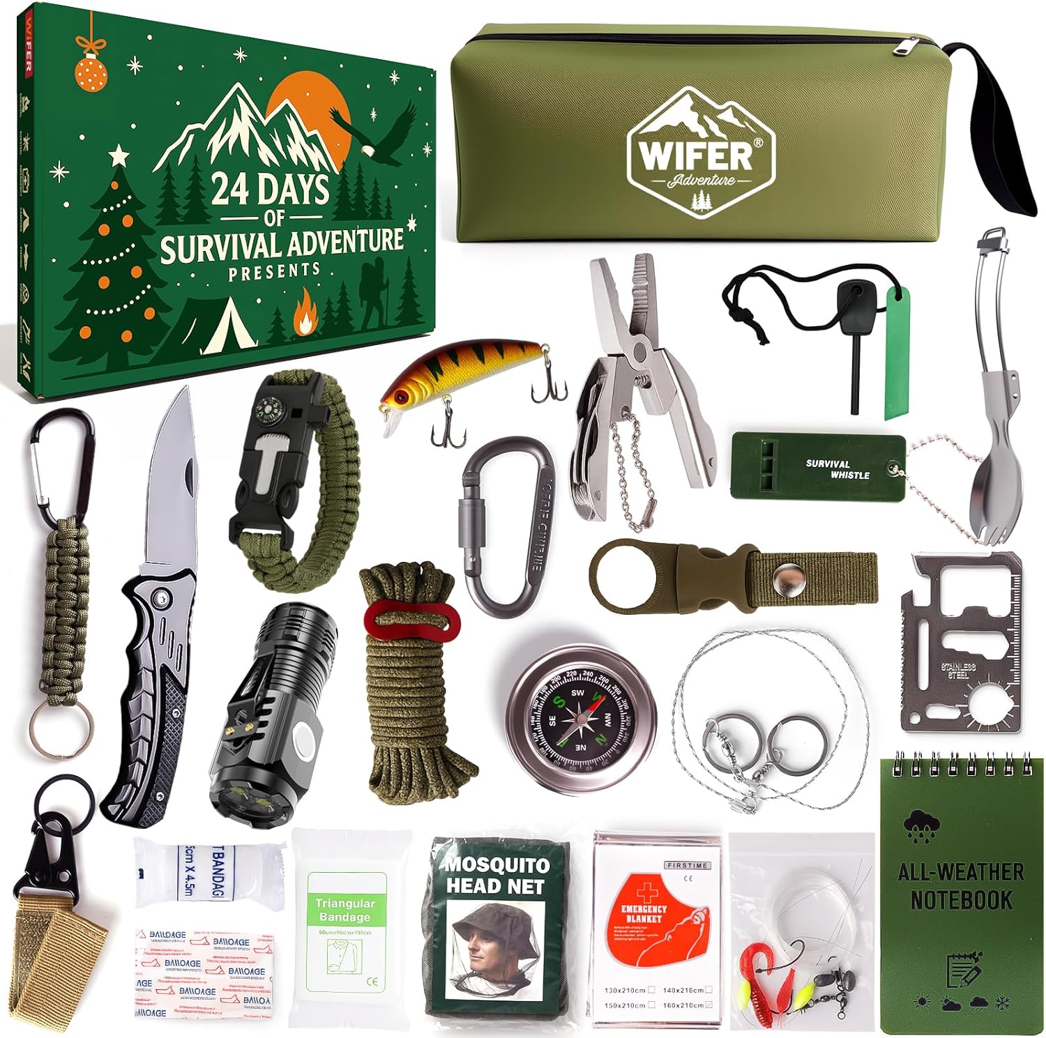 Survival Kit Advent Calendar 2025 for Men – 24 Days Christmas Countdown Survival Tools for Adult Teen, Xmas Holiday Surprise Gifts for Outdoor Enthusiasts, Camping, Fishing, Hunting, Hiking Survival Kit Advent Calendar 2025 for Men – 24 Days Christmas Countdown Survival Tools for Adult Teen, Xmas Holiday Surprise Gifts for Outdoor Enthusiasts, Camping, Fishing, Hunting, Hiking