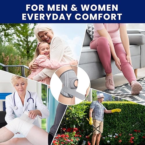 Miniatura 7 de Rodillera para dolor de rodilla y artritis, soporte ajustable con estabilizadores laterales para recuperación de lesiones de desgarro de menisco,