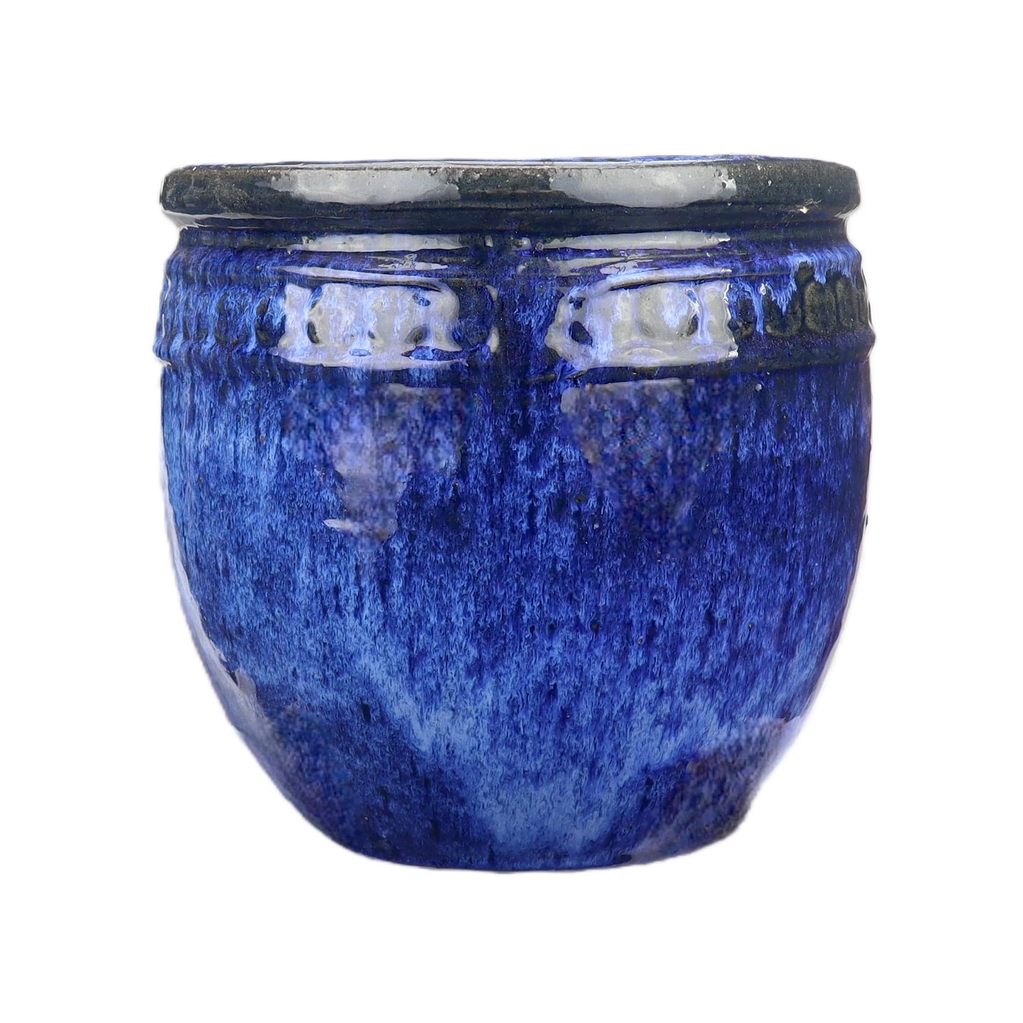 Steinzeug-Blumentopf/Pflanzkübel Coin Blau 26x25cm frostfest