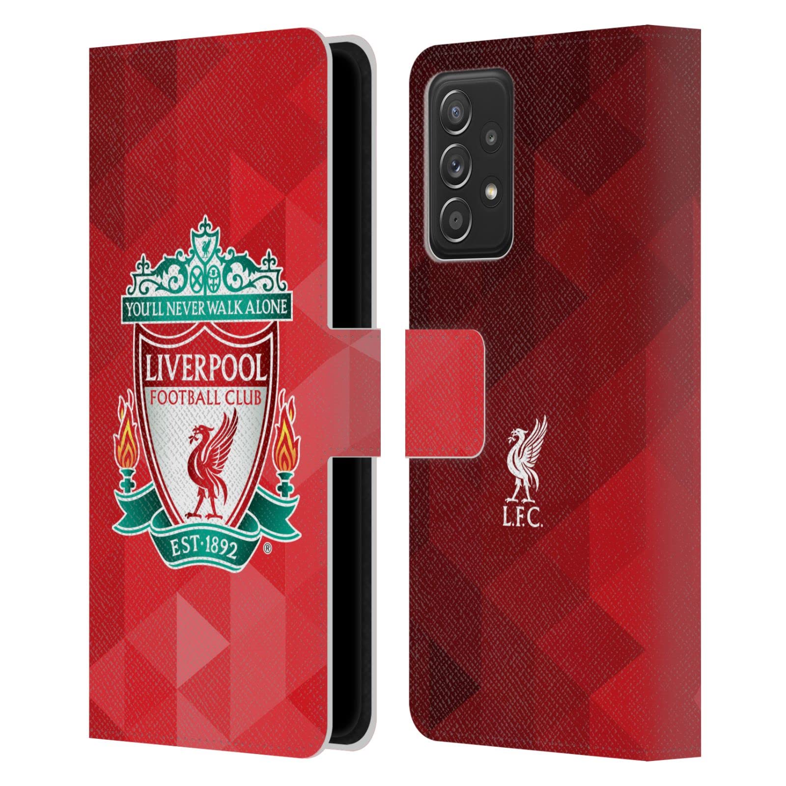 Head Case Designs Officially Licensed Liverpool Football Club Red Geometric 1 Crest 1 Leather Book Wallet Case Cover Compatible With Galaxy A52 / A52s / 5G (2021)