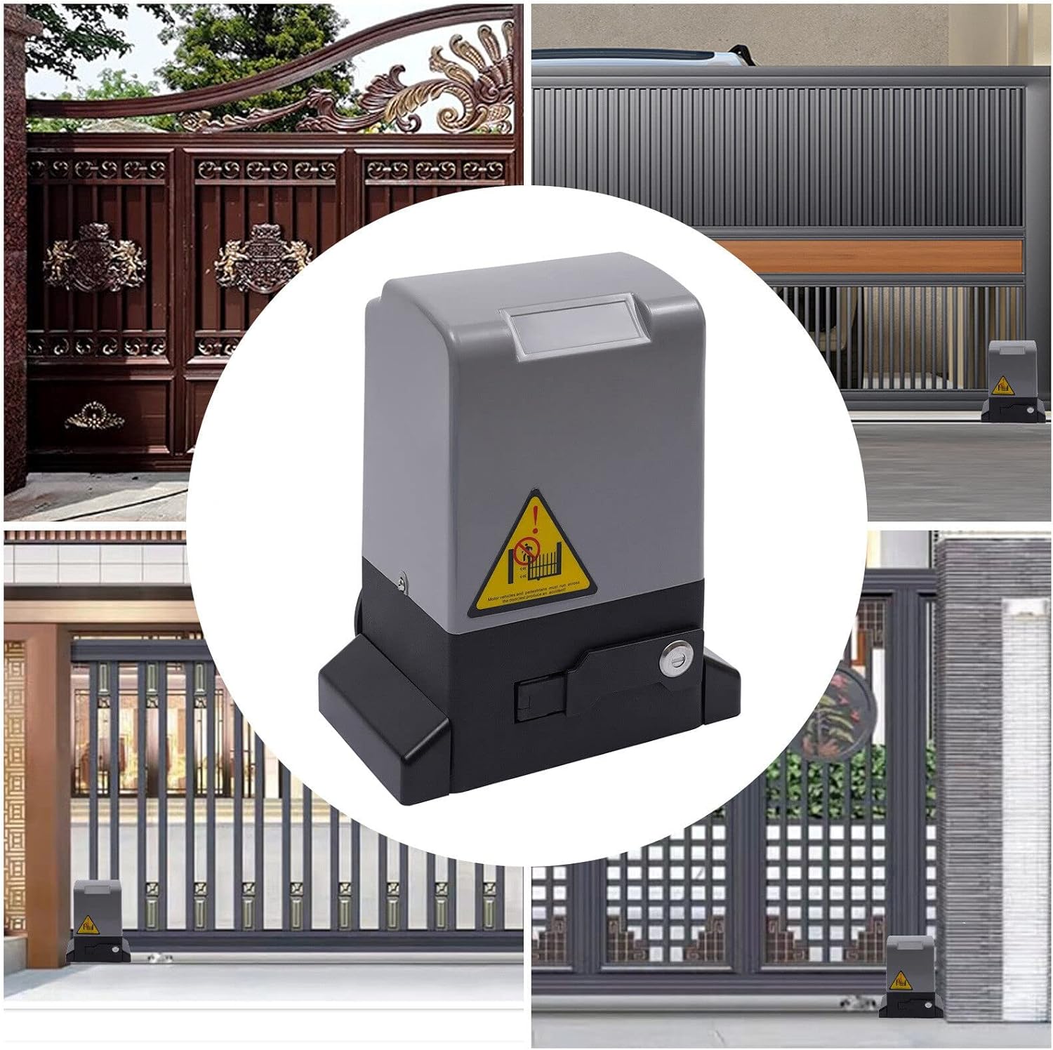 Electric Slide Gate Motor, 550W Electric Gate Operator Hardware Kit for Security, 2700LBS Automatic Sliding Gate Opener Motor with 2 Remote Controls