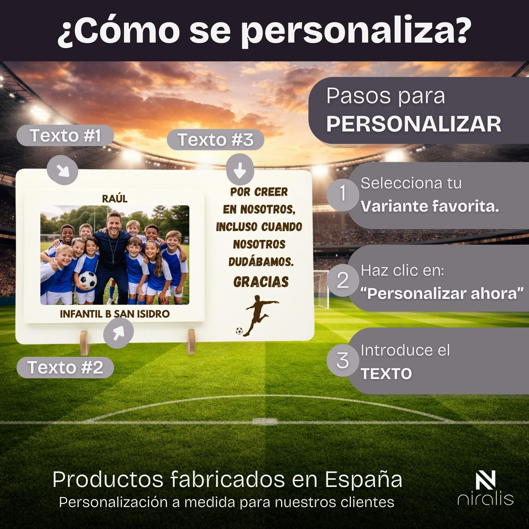 Marco de fotos entrenador fútbol regalo fin de temporada para equipo infantil con frase de agradecimiento y foto 10x15, detalle original fin de curso - 30 x 17,5 cm (futbol)