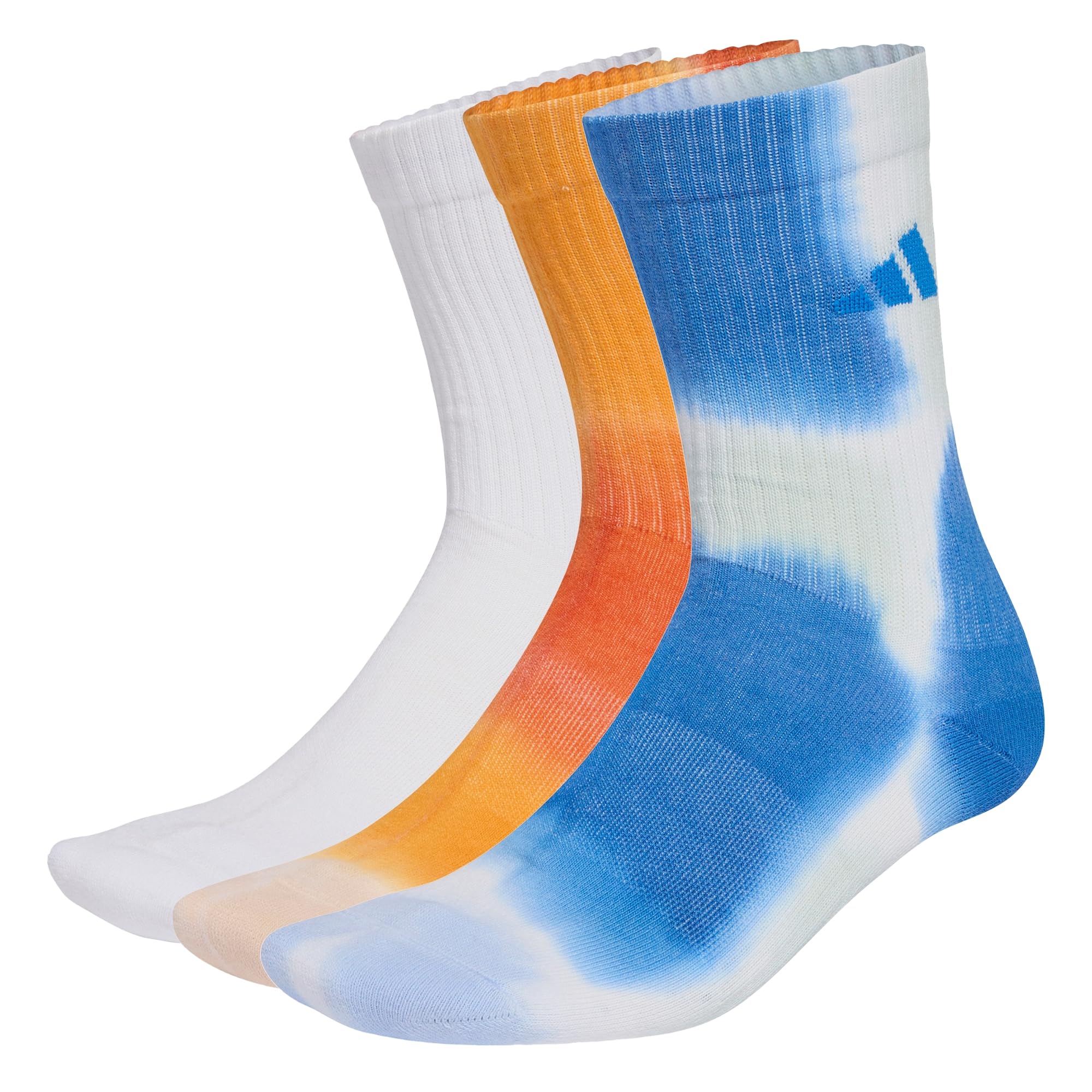 adidas Unisex TIE DYE SOCK 3 PAIR PACK, MULTICOLOR/white/ray blue, 4.5-6