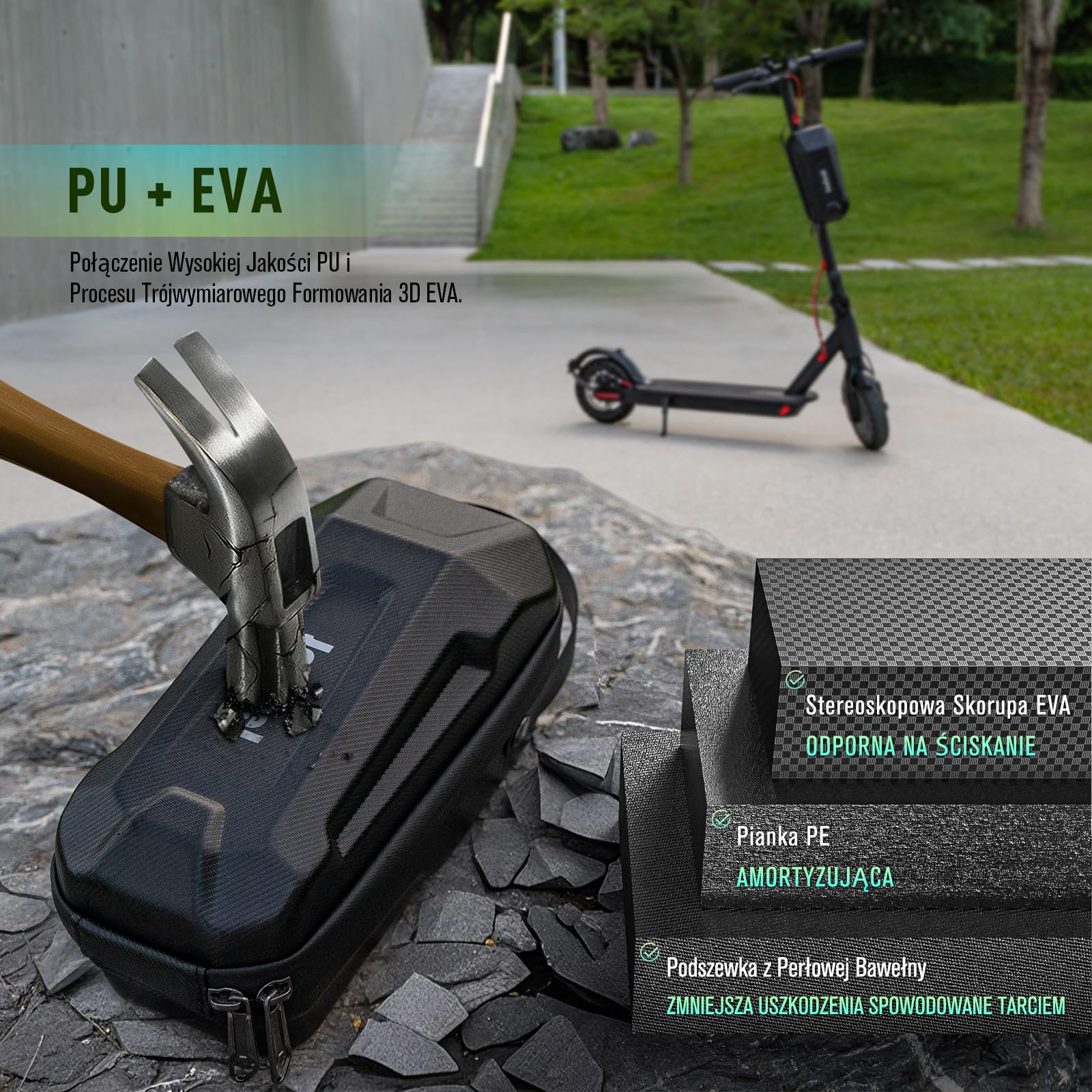 Jeebel 2L/3L/4.5L Torba na Skuter Elektrycznego Wodoodporna EVA z Wersja na Szybkozłączką lub Rzepem, Torba Przednia do Skutera Elektrycznego Xiaomi Mijia/Sedway ES/Roweru Składanego