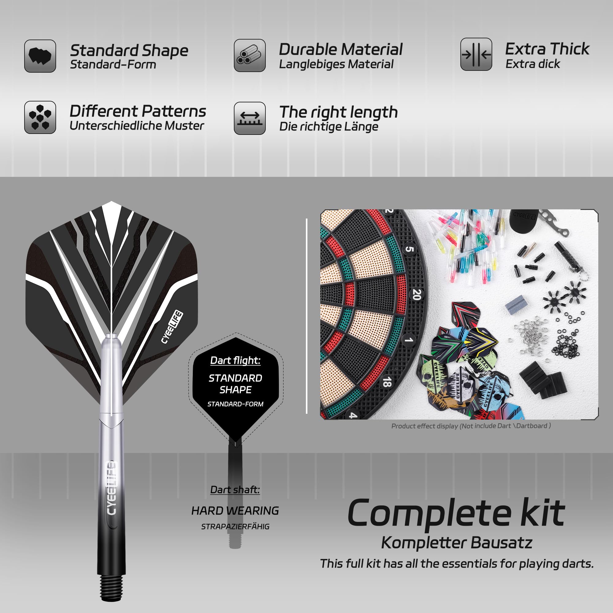 CyeeLife Ensemble de 180 pièces d'accessoires de fléchettes, Accessoires de fléchettes Professionnels avec ailettes, tiges, protège-Pointes, Joints en Caoutchouc/Ressort