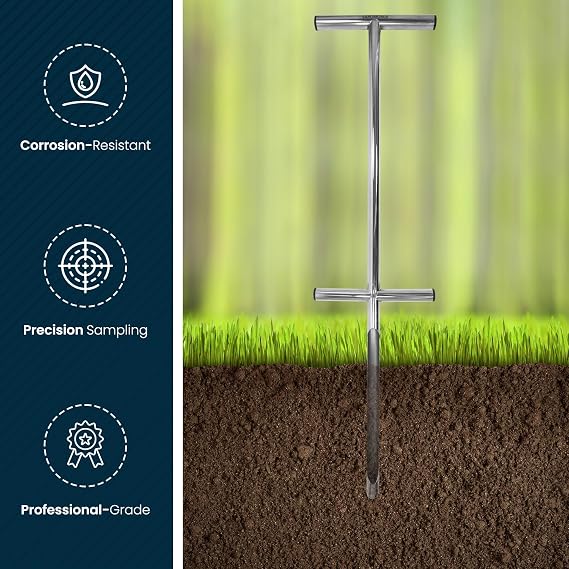 Varomorus Soil Sampler Probe 36 Stainless Steel Tubular T-Style Handle with Footsteps.