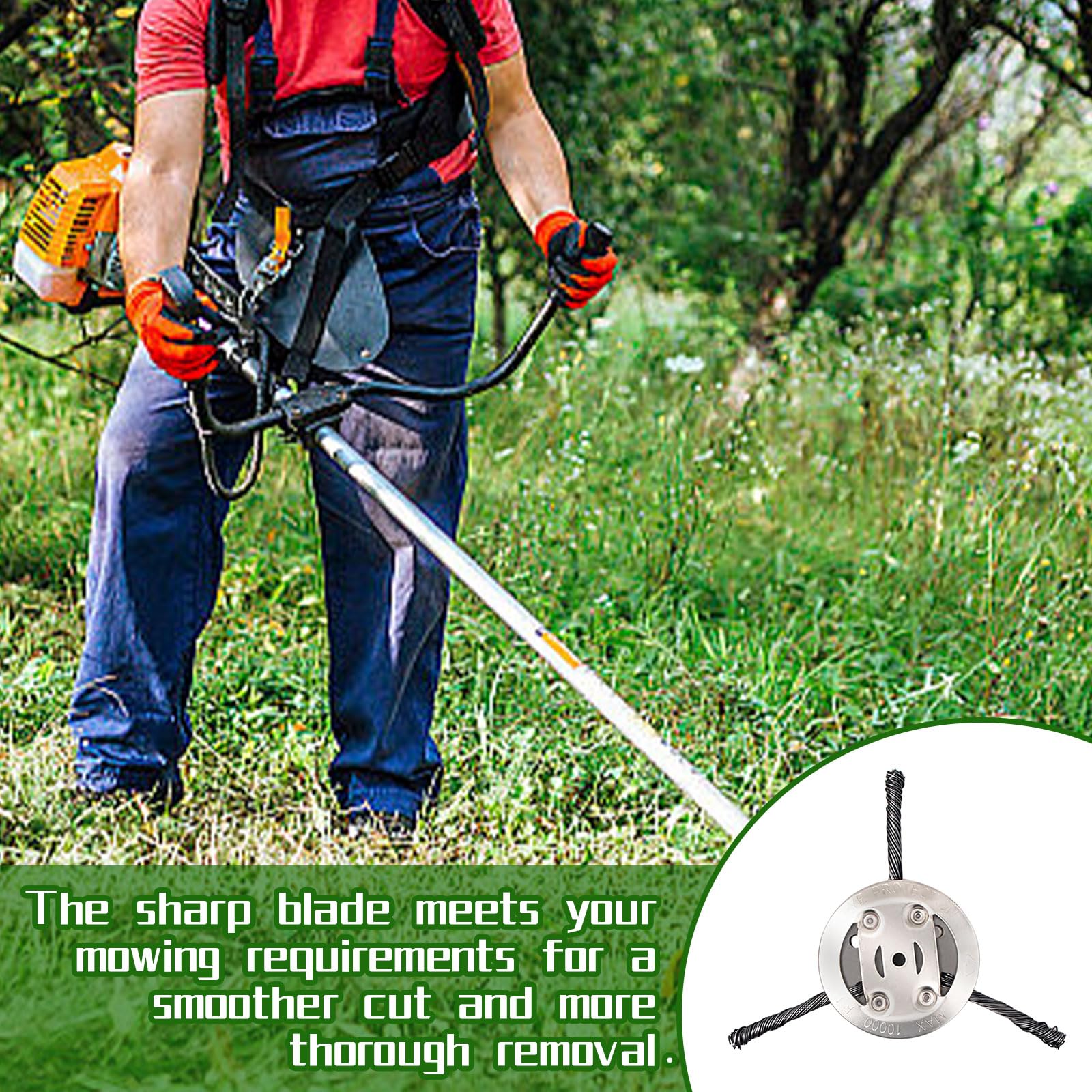 BAPPKON Rasentrimmerkopf Stahldraht - 230mm Universal Drahtrad Für Rasenmäher