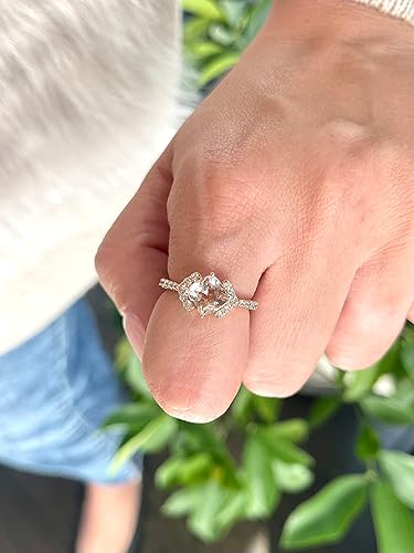 Vista 2 de LeVian - Anillo de flecha de morganita rosa de talla cojín de 38 quilates y 1 quilate para mujer en oro rosa de 14 k (SI1-SI2, cttw), anillo