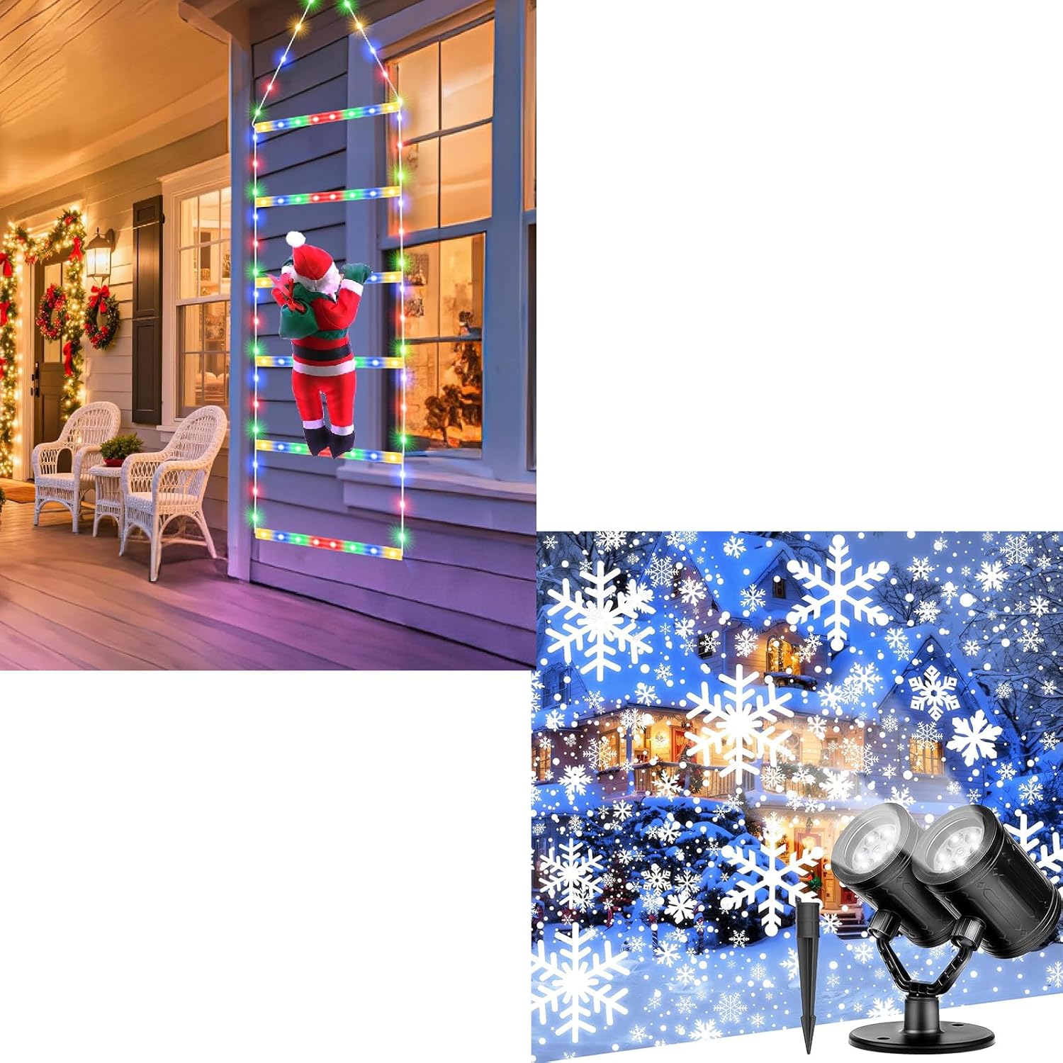 Snowflake Christmas Projector Lights Outdoor & Christmas Decorative Ladder Lights