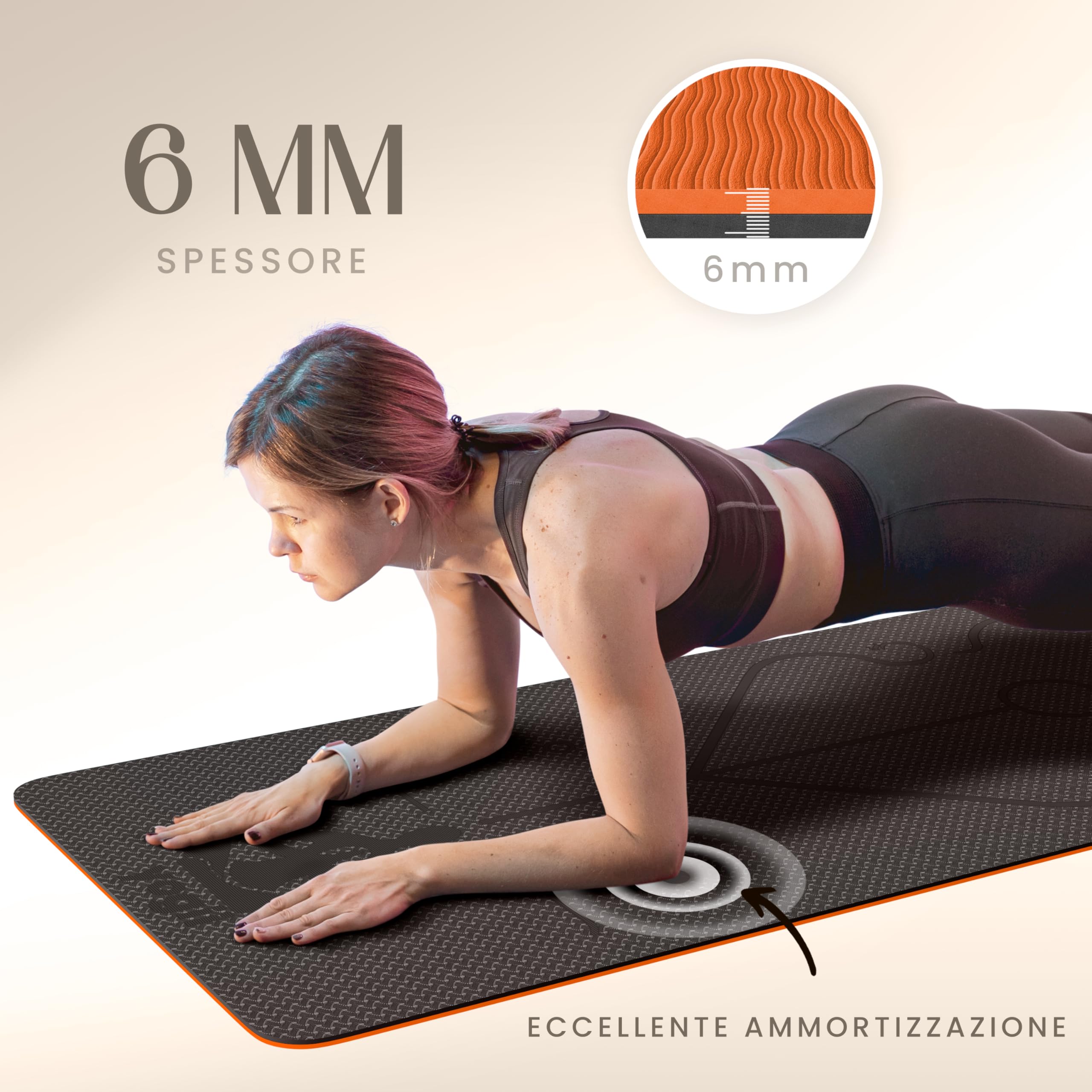Yogii Tappetino Yoga Antiscivolo Ecologico - 183 x 61 x 0.6cm Tappetino Palestra Spesso in TPE di Alta Qualità - Tappetino Fitness Antiscivolo - Tappetino Pilates Antiscivolo - Yoga Mat