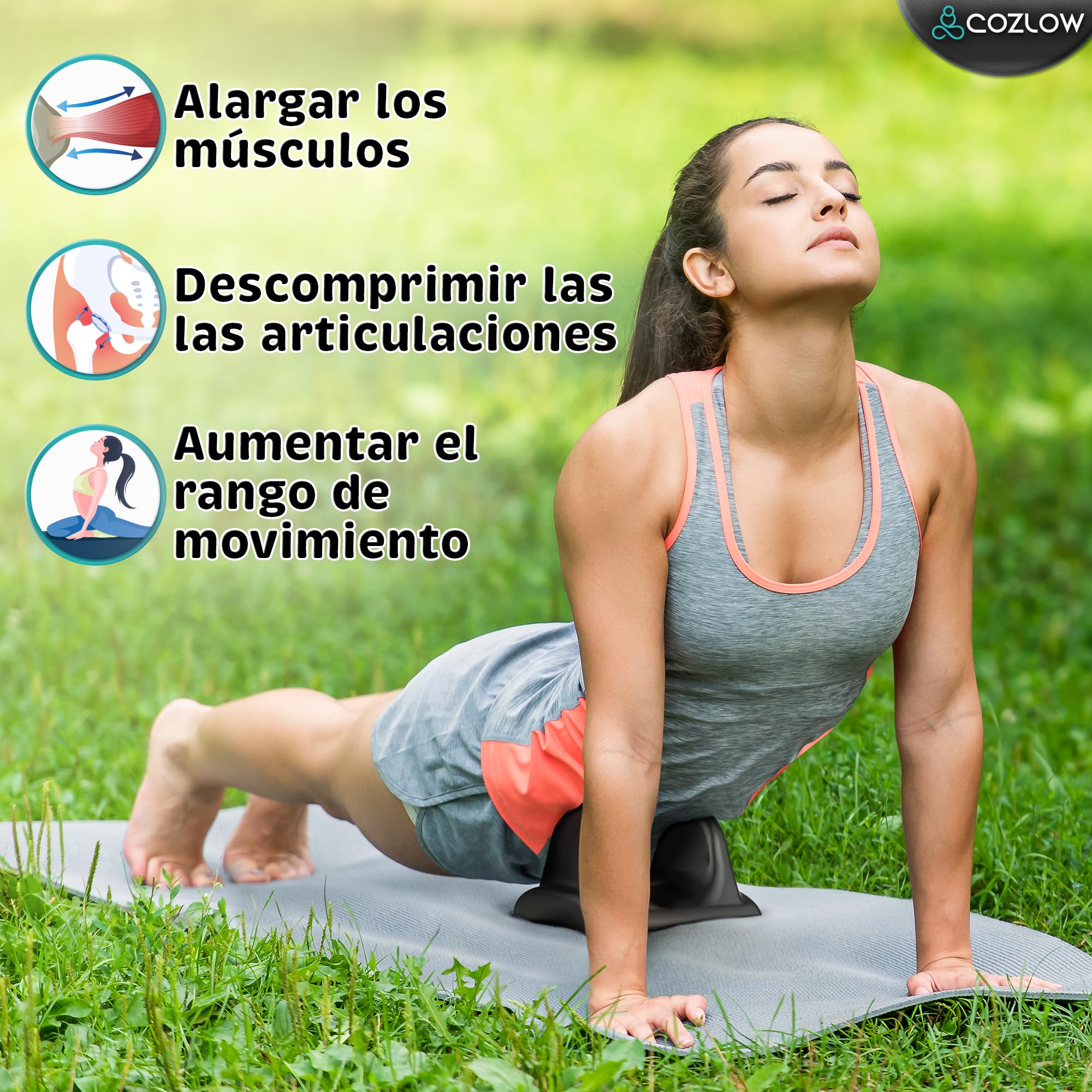 Herramienta de masaje de liberación de psoas - Negro - Estirador muscular flexor de espalda y cadera - Masajeador de tejido profundo de punto gatillo para aliviar el dolor - por Cozlow
