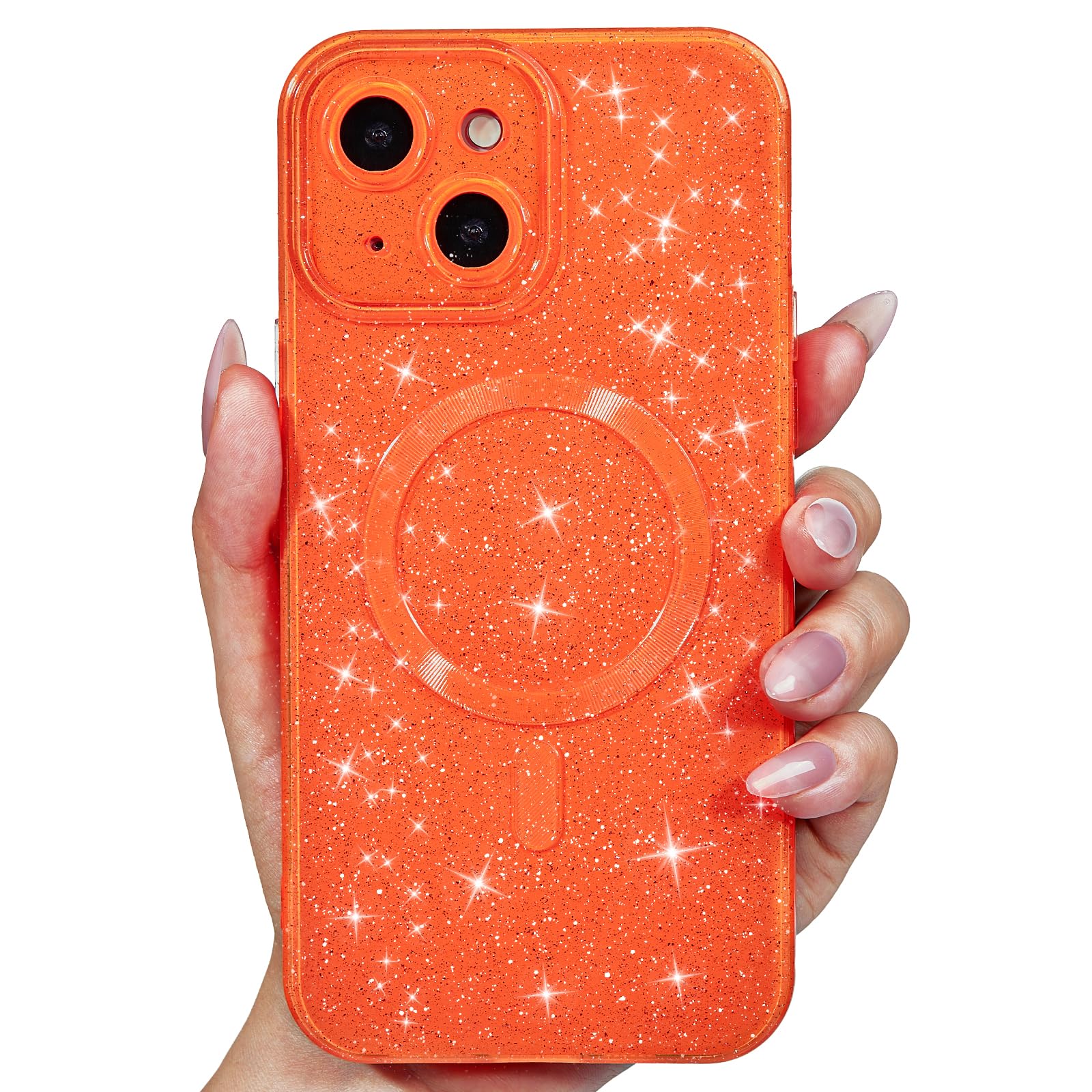 Svanove Glitter Case for iPhone 14 Plus Phone Case Magnetic Compatible with Magsafe, Sparkle Bling Shiny Sparkly Cute Girly Design, Bright Trendy