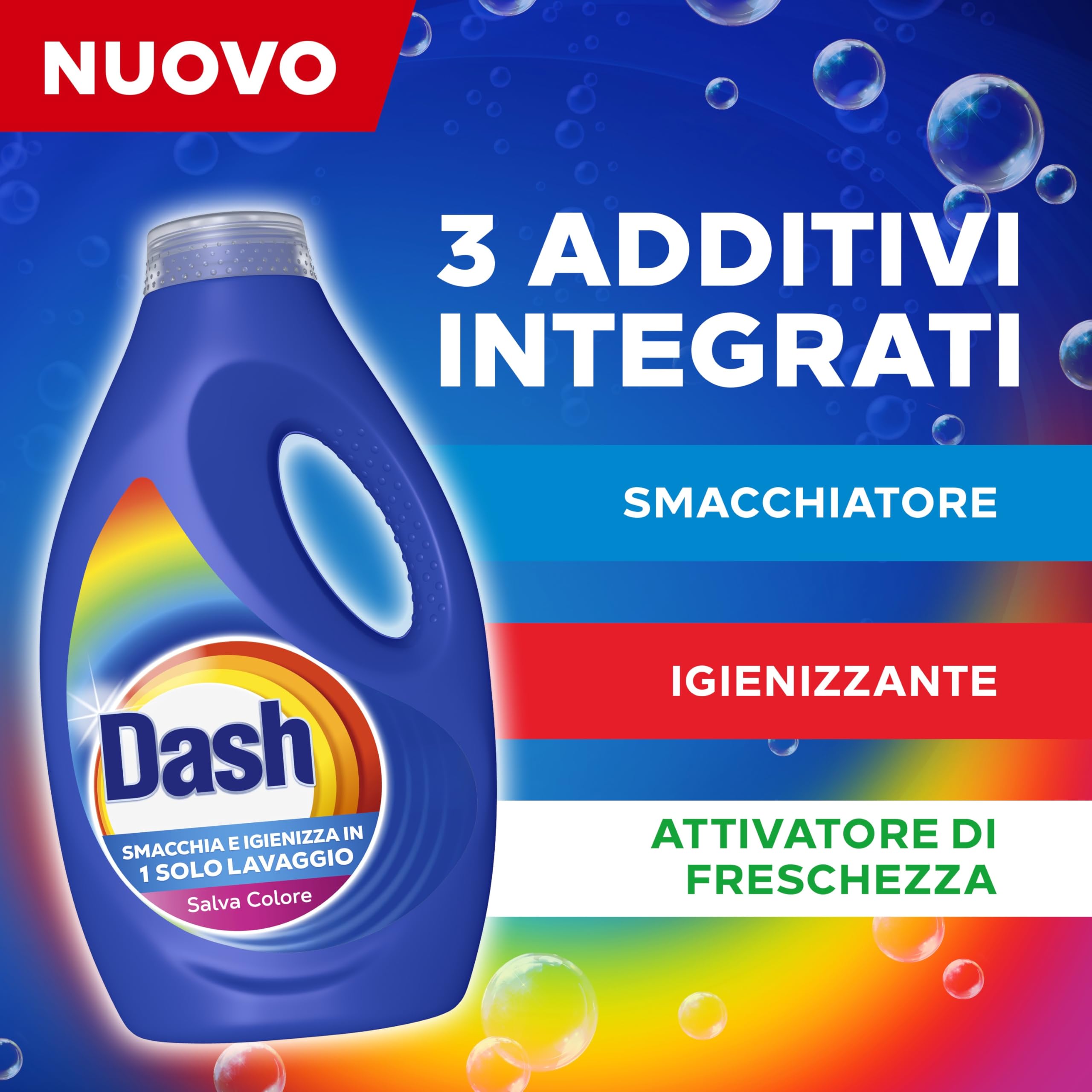 Dash Detersivo Liquido Lavatrice, 160 Lavaggi (4x40), Salva Colore, Brillantezza Per I Capi, Rimuove Le Macchi e Igienizza, Efficace Anche A Freddo E In Cicli Brevi