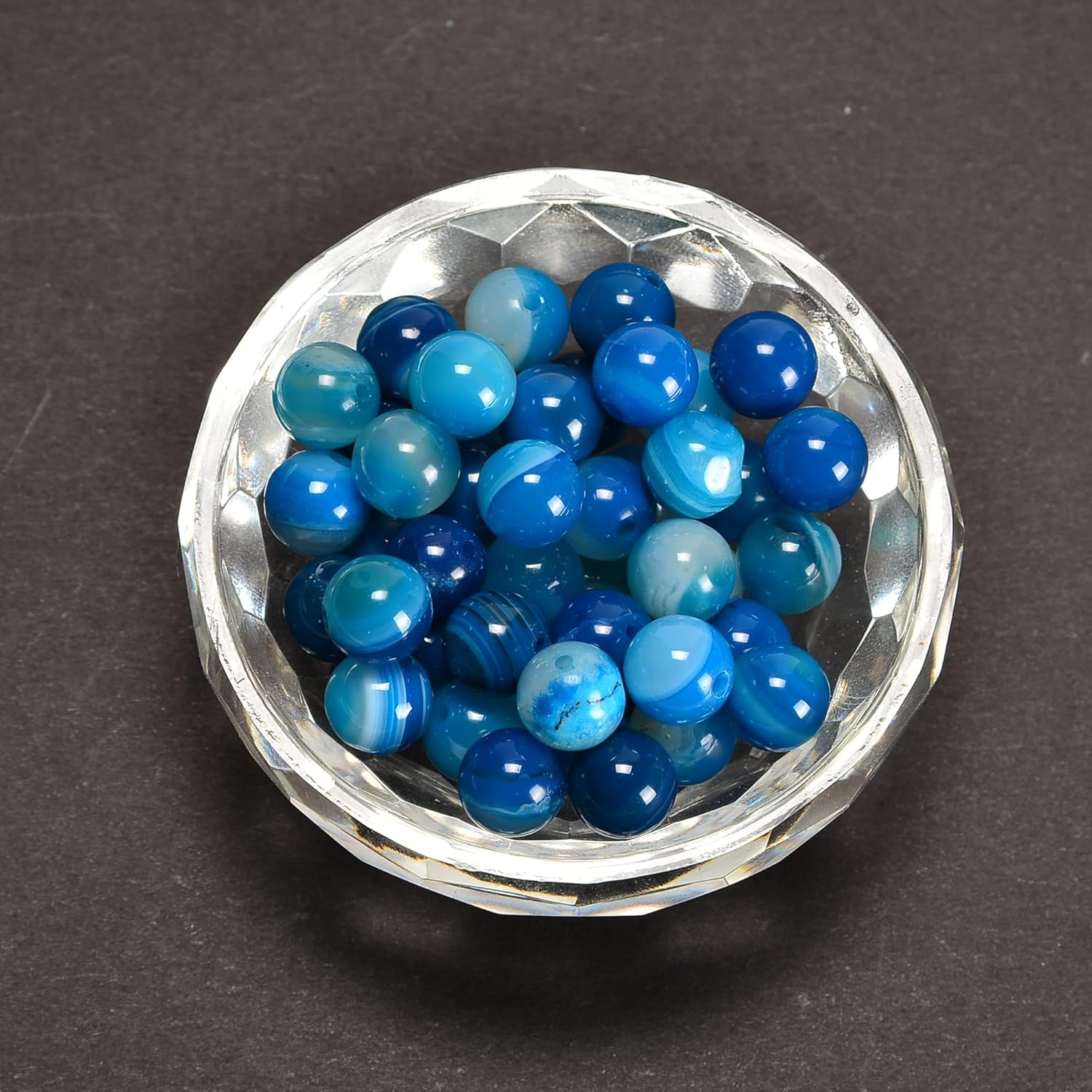 6mm Blue Stripe Agate Smooth Round Natural Gematone Loose Beads for Jewelry Making DIY Findings 1 Strand 15" - Image 4