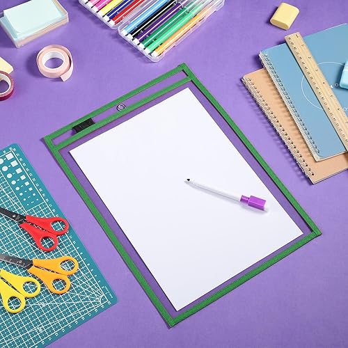 Vista 29 de Nezyo Bolsillos de borrado en seco, soportes de plástico para boletos de trabajo, bolsillos para pedidos, fundas transparentes, carpetas de boletos