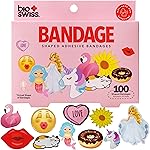 BioSwiss Bandages, Assorted Animal, Fun and Food Shaped Self Adhesive Bandage, Latex Free, Sterile Wound Care, 100 Count