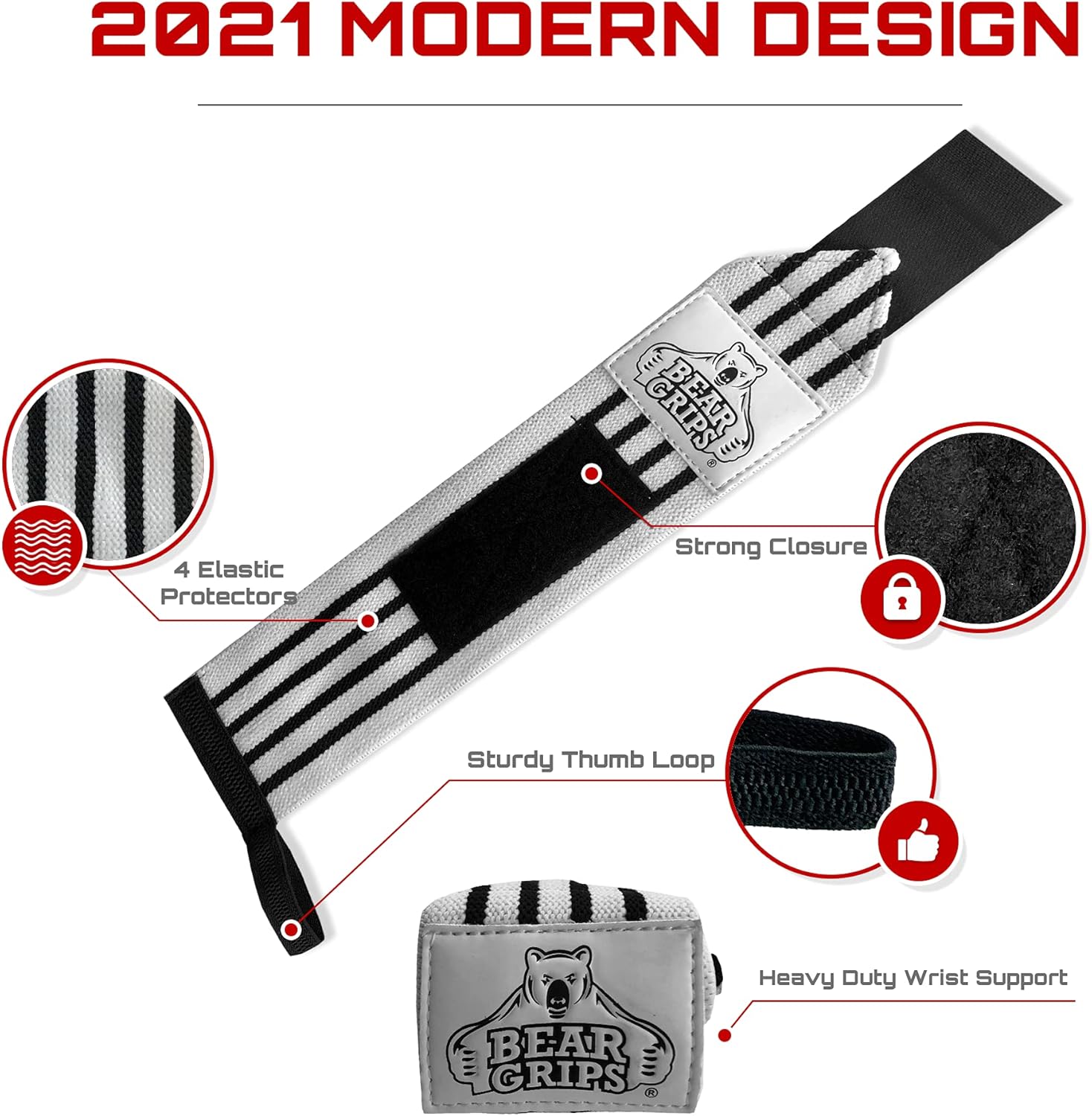 Bear Grips Wrist Wraps Set - Superior Wrist Wraps for Weightlifting, Heavy Duty Lifting Wrist Wraps Support for Men & Women. Available in 2-Band or Extra Strength, Two Wrist Wrap Per Pair, 12" or 18” : Sports & Outdoors
