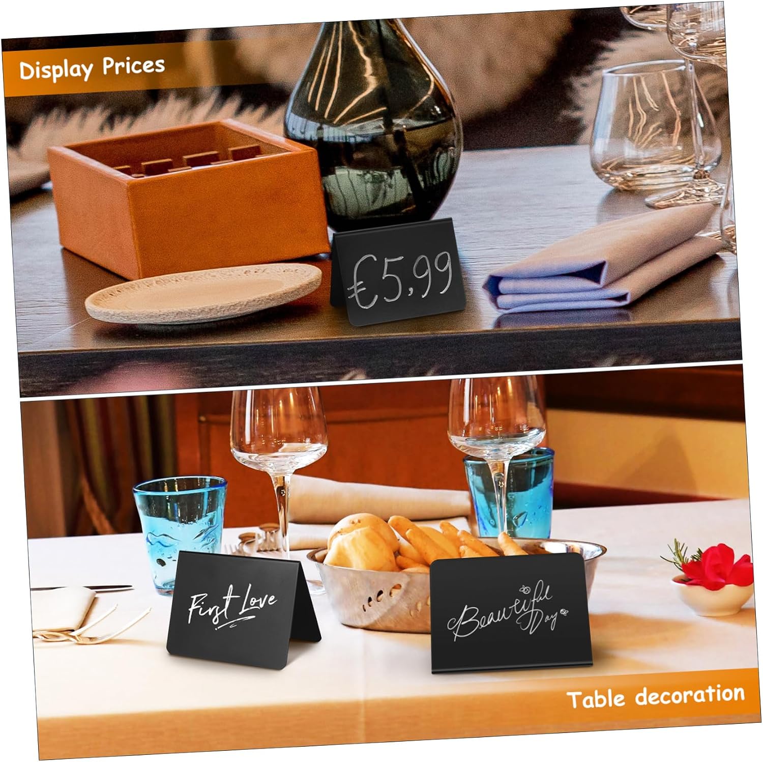 Housoutil 40pcs Mini Chalkboard Signs for Food Blackboard Food Sign Stand Versatile Kitchen Restaurant Decorations Dinner Menu Board for Buffet