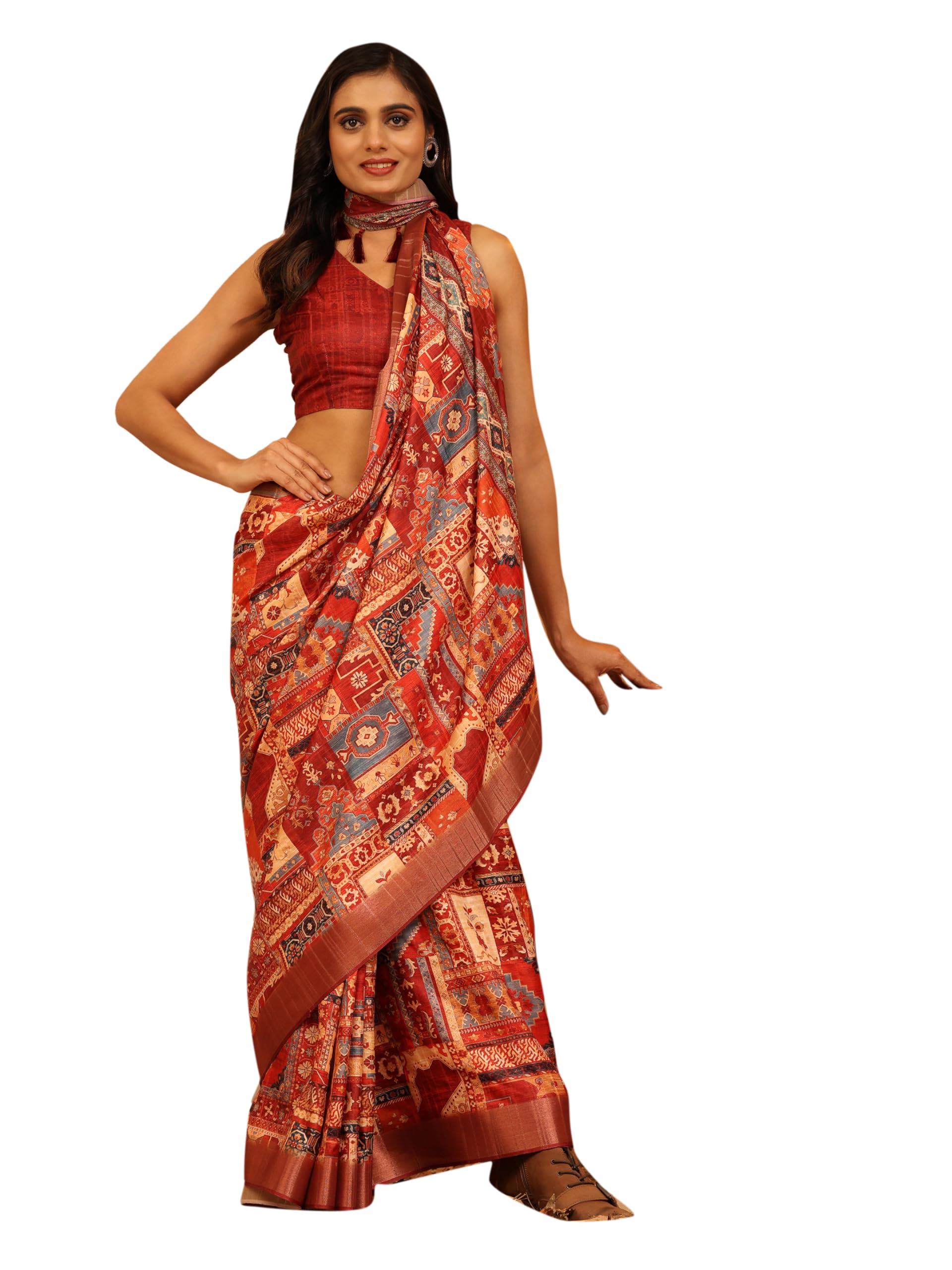 Amazon Brand - Anarva Banarasi Kota Silk Woven Saree With Unstitched Blouse Piece for Women