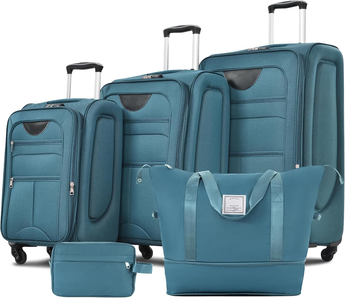 Suitcase Set Softside 3-Piece Expandable Luggage with Travel Bag