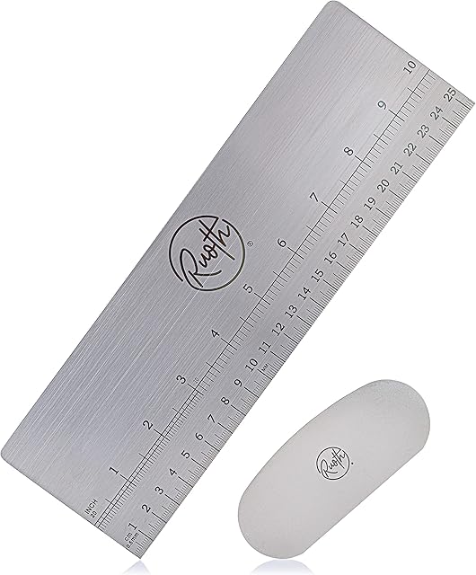 Ruoth® Metal Cake Scraper Buttercream Smoother with Measuring Scale. X-Tall (10 Inches/25.4cm) Cake Smoother for Buttercream or Ganache. Cake Icing Smoother Tool.