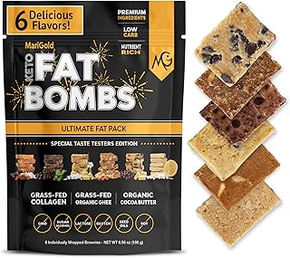 MariGold Keto Fat Bombs - 6 Flavor Sampler – Collagen Protein Bars | Healthy Low-Carb, Low-Sugar Snacks | Organic Ingredients, Gluten-Free, Non-GMO