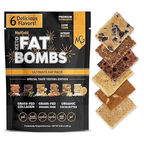 Vista 9 de MariGold Keto Fat Bombs Snacks - Chips de chocolate con menta, bajo en carbohidratos, rico en colágeno, mantequilla de cacao orgánica, chocolate