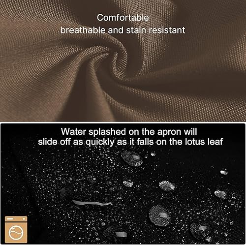 Miniatura 4 de Delantales para mujeres y hombres, barbacoa, chef, cocinero, artista, resistente a las gotas de agua, delantal de cocina ajustable, con bolsillos,