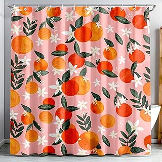 Cute Peach Shower Curtain for Bathroom – Waterproof Fruit Shower Curtain 70.8" x 70.8", Peach Shower Curtains for Bathroom with Fruit Print – 12 Hooks Easy to Install, Machine Washable & Quick Dry