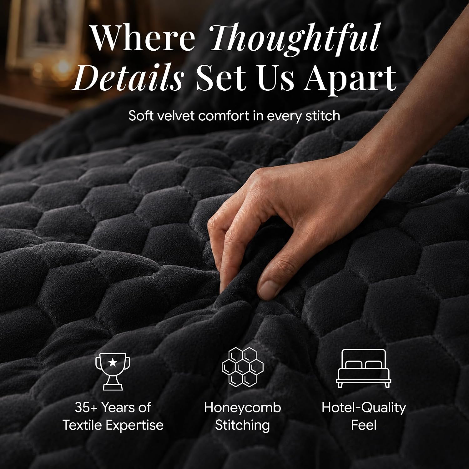 Tribeca Living Lugano Oversized Velvet Quilt Set - All Season, Extra Large, 2 Piece Twin Size Comforter Set with 1 Pillow Sham in Steel Grey Honeycomb Pattern 260GSM