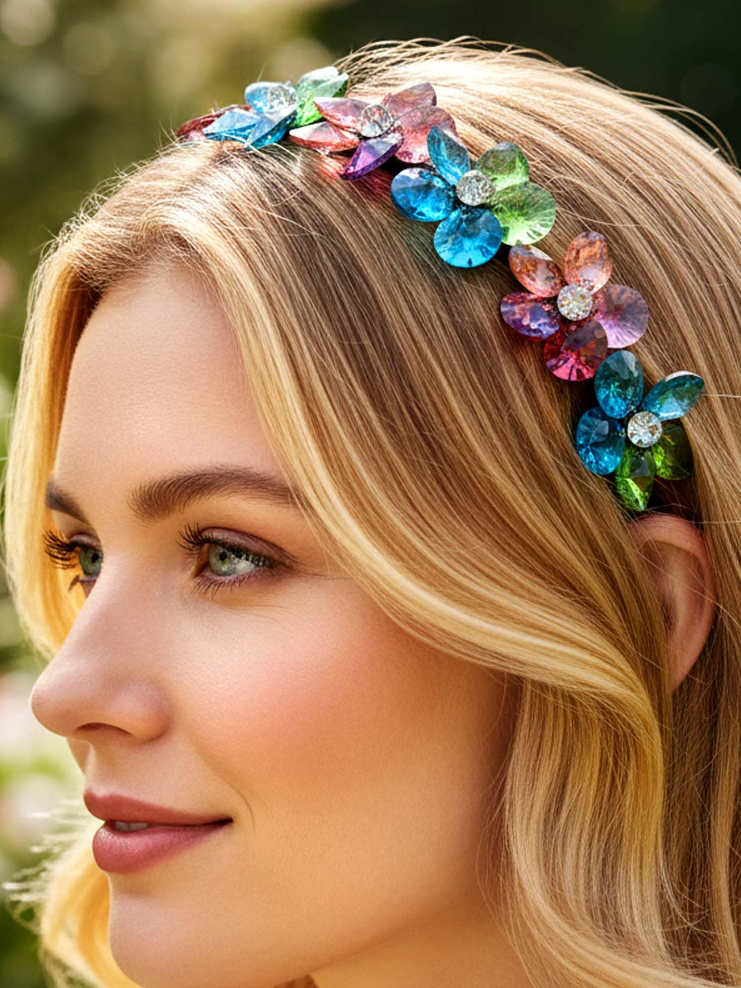 Formery Colorful Crystals Headband Sparkly Beads Hairband Party Prom Beaded Headpiece Hair Accessories for Women